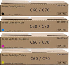 C60 C70 Toner Cartridge Black Cyan Magenta Yellow Compatible with Xerox C60 C70 Toner use for Xerox Color C60 C70 Printers.006R01655 006R01656 006R01657 006R01658