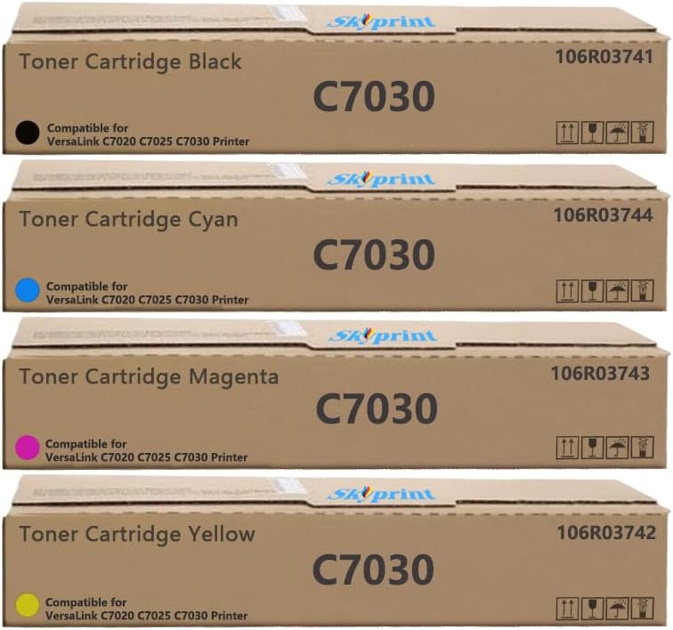 VersaLink C7020 C7025 C7030 Toner Cartridge Replacement for Xerox 106R03741 106R03744 106R03743 106R03742 Toner Use for Xerox VersaLink C7020 C7025 C7030.Black Cyan Magenta Yellow