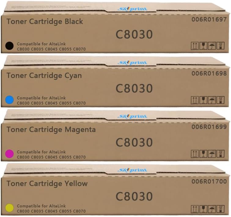 AltaLink C8030 C8035 C8045 Toner Cartridge Replacement for Xerox 006R01697 006R01698 006R01699 006R01700 Toner Use for Xerox AltaLink C8030 C8035 C8045 C8055 C8070.Black Cyan Magenta Yellow