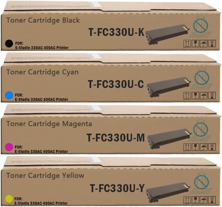 T-FC330U Toner Cartridges T-FC330UK T-FC330UC T-FC330UM T-FC330UY Replacement for E-Studio 330AC 400AC Printers.T-FC330U 4-Pack Black Cyan Magenta Yellow