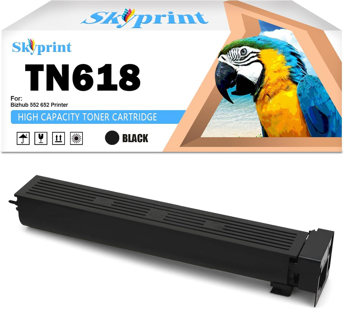 TN-618 TN618 Toner Black Toner Cartridge 37,500 Pages Replacement for Konica Minolta Bizhub 552, Bizhub 652 Printer A0TM132