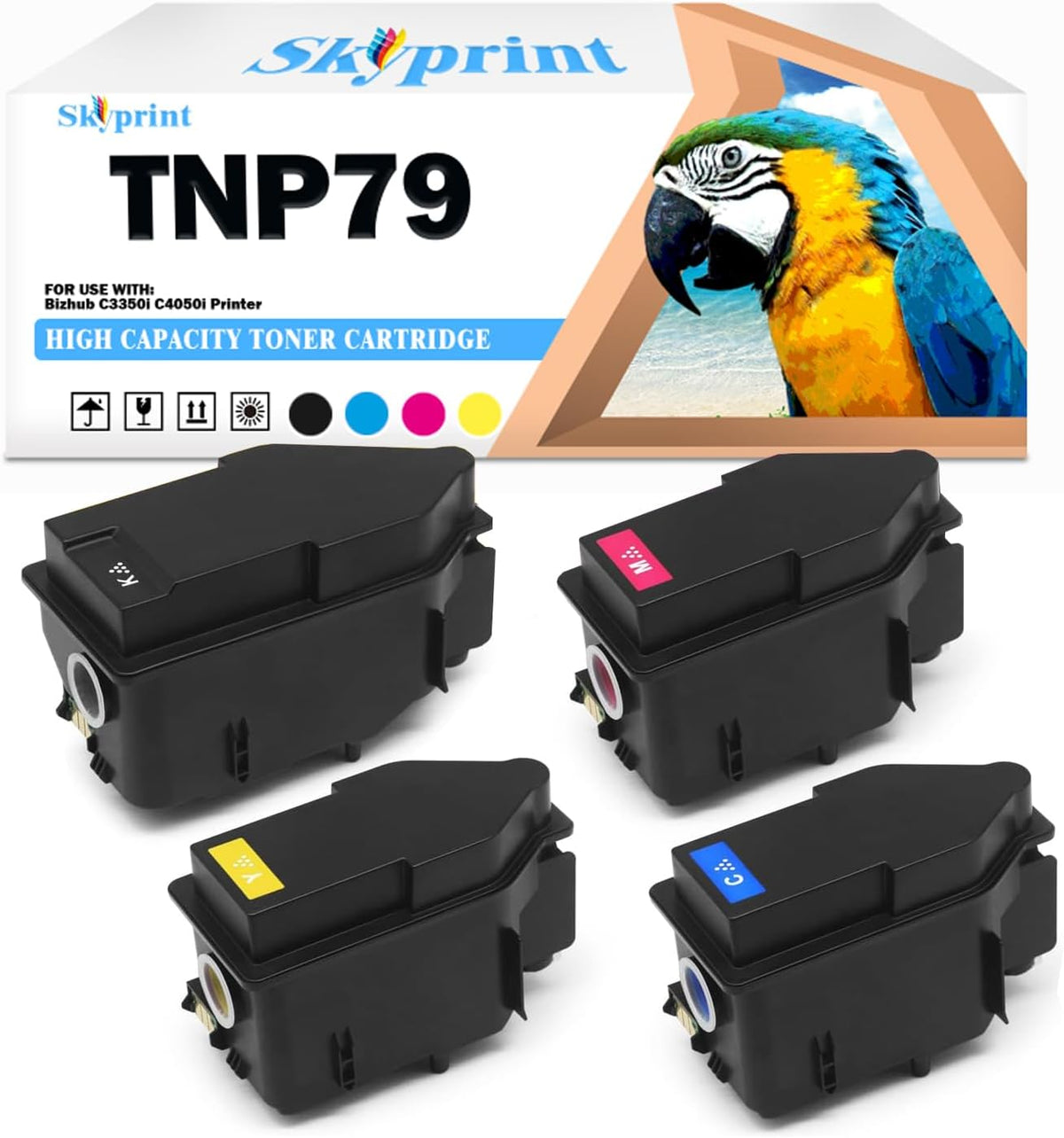 TNP79 TNP-79 Toner Cartridge Black Cyan Magenta Yellow Compatible with Konica Minolta TNP79 Toner use for Konica Minolta Bizhub C3350i C4050i Printers.AAJW430 AAJW330 AAJW230 AAJW130