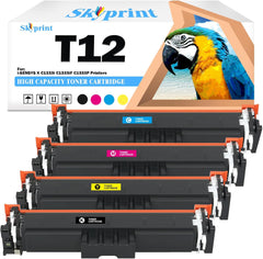 T12 T12L High Capacity Toner Cartridge Compatible with Canon T12 Toner use for i-SENSYS X C1333i C1333iF C1333P 1333C Printer.(4-Pack Black Cyan Magenta Yellow)