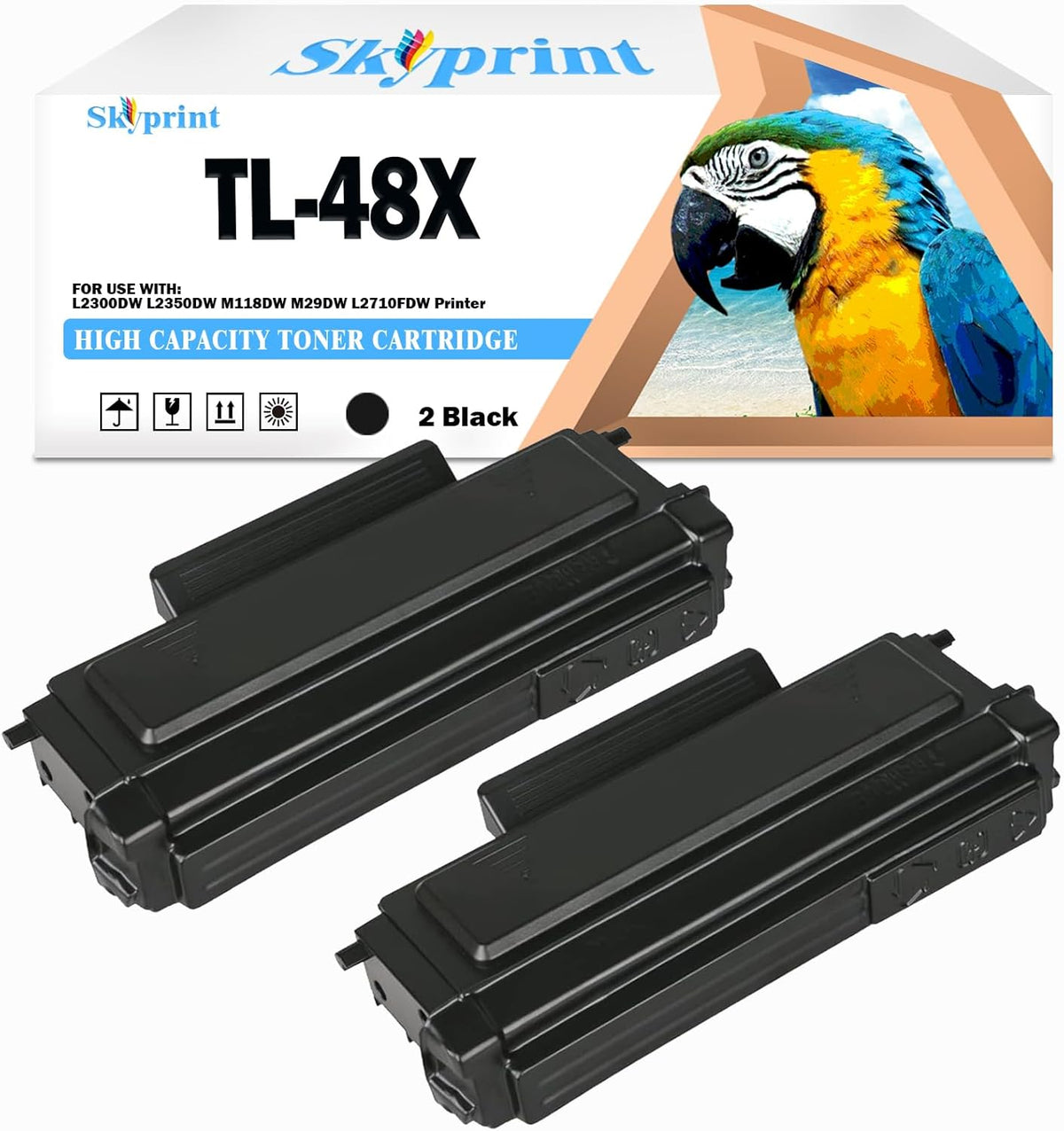 2-Pack TL48 TL48X TL-48 TL-48X Toner Cartridge Compatible with L2300DW L2350DW M118DW M29DW L2710FDW Monochrome Printer