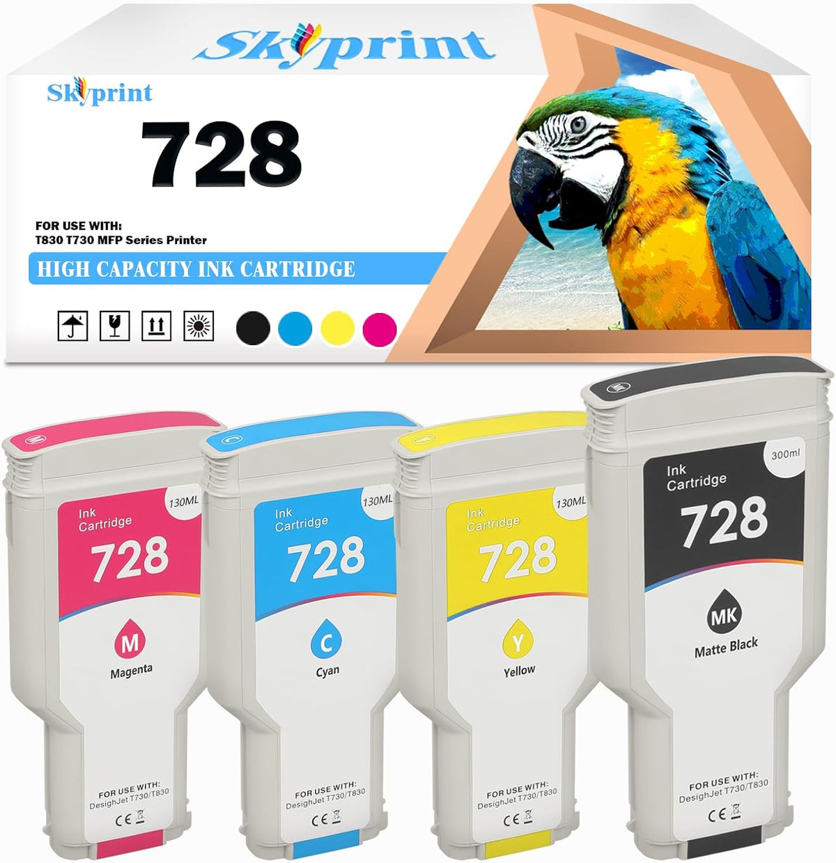 728 728xl Ink Cartridges Black Cyan Magenta Yellow Replacement for T830 T730 MFP Series Printer Ink.F9J68A F9K17A F9K16A F9K15A