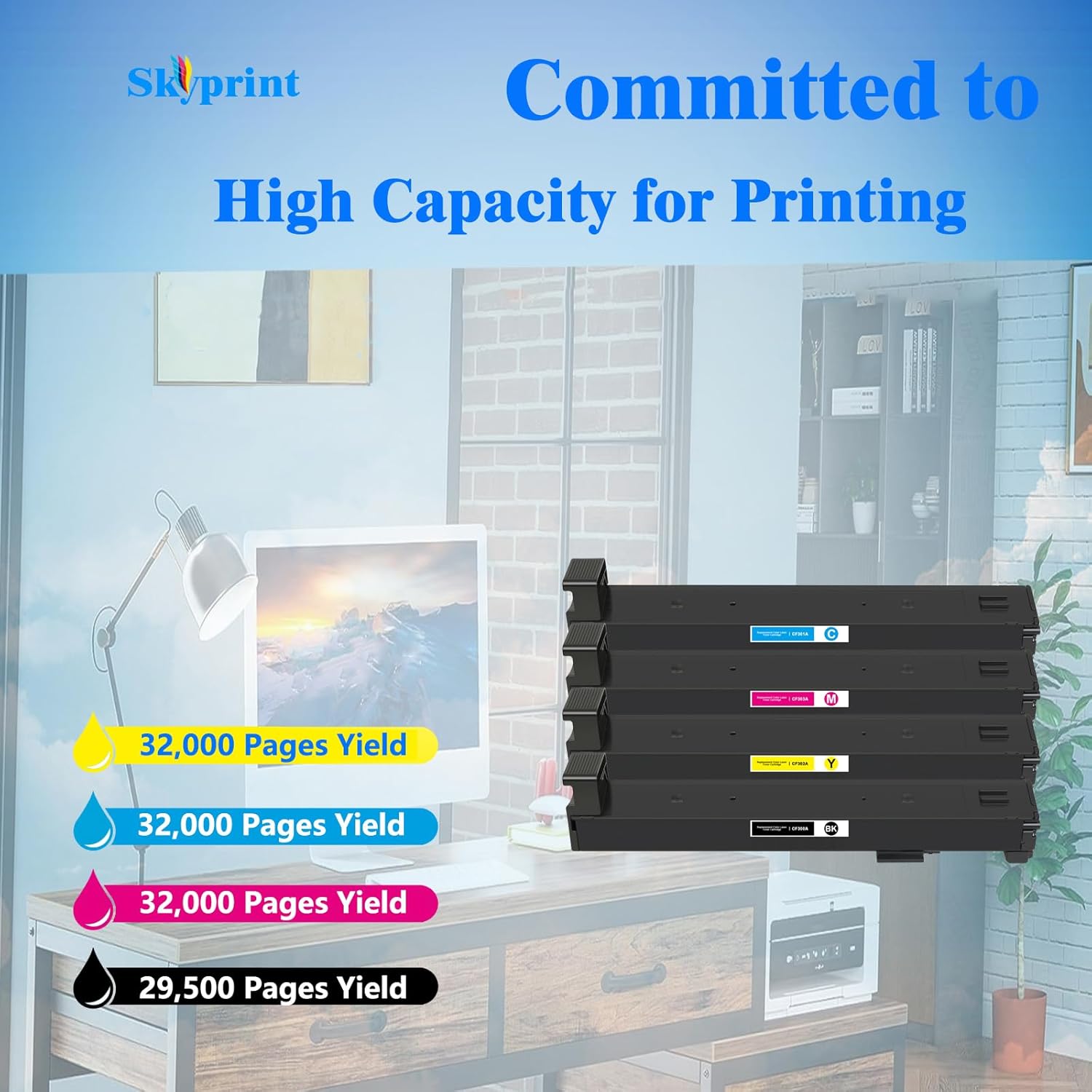 827A Toner Cartridge Compatible with CF300A CF301A CF302A CF303A Use for M880 M880z M880z+ M880z+ NFC Printers 29,500 Pages