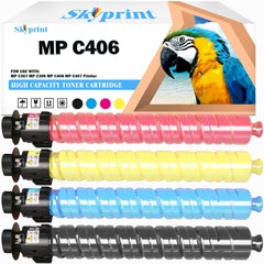 MP C406 Toner Cartridge Black Cyan Magenta Yellow Replacement for Ricoh MP C307 MP C306 MP C406 MP C407 Printer. 842091 842092 842093 842094