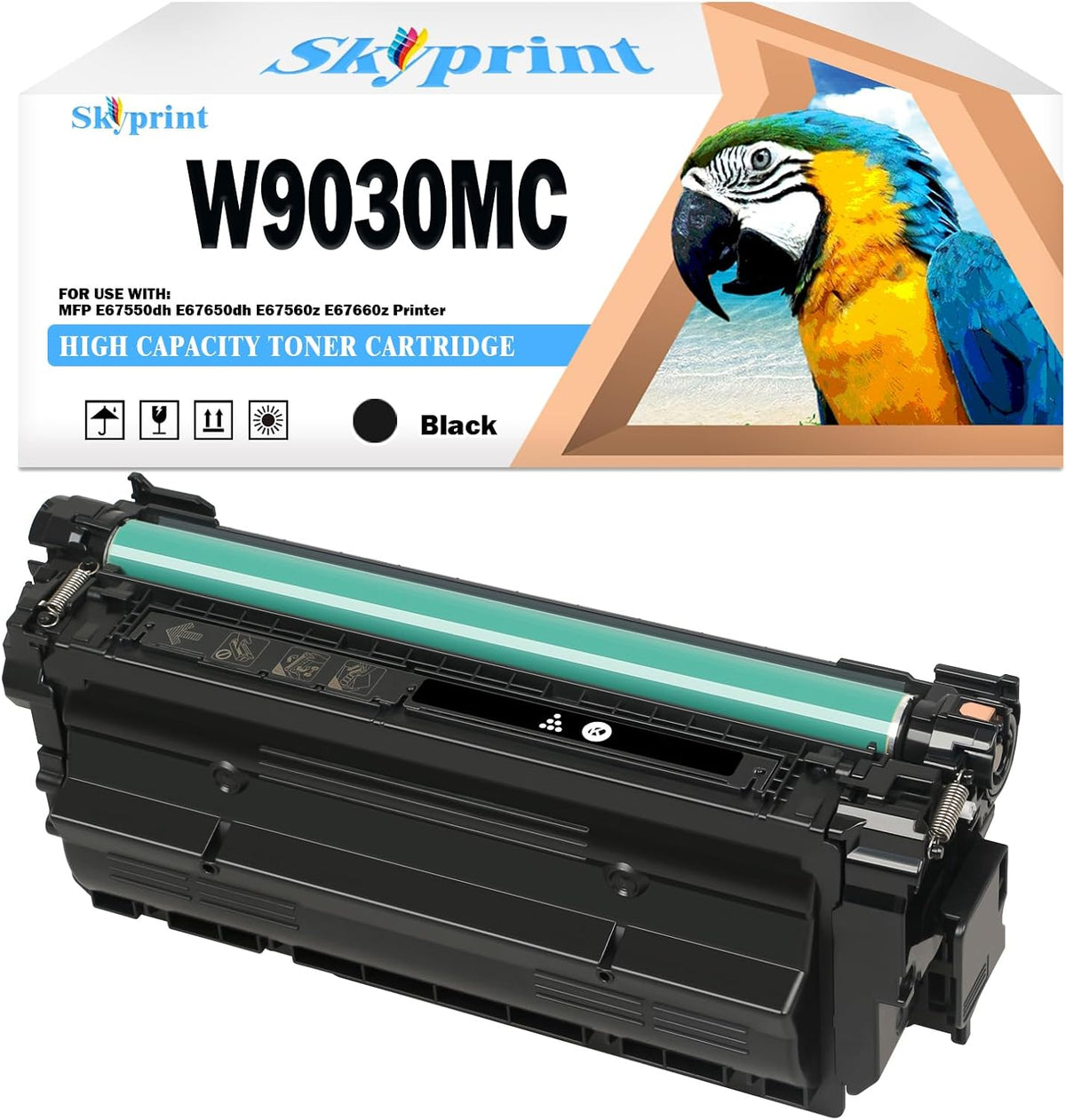 W9030 W9030MC Black Toner Cartridge Compatible with MFP E67550 E67550dh E67650dh E67560z E67660z Printer