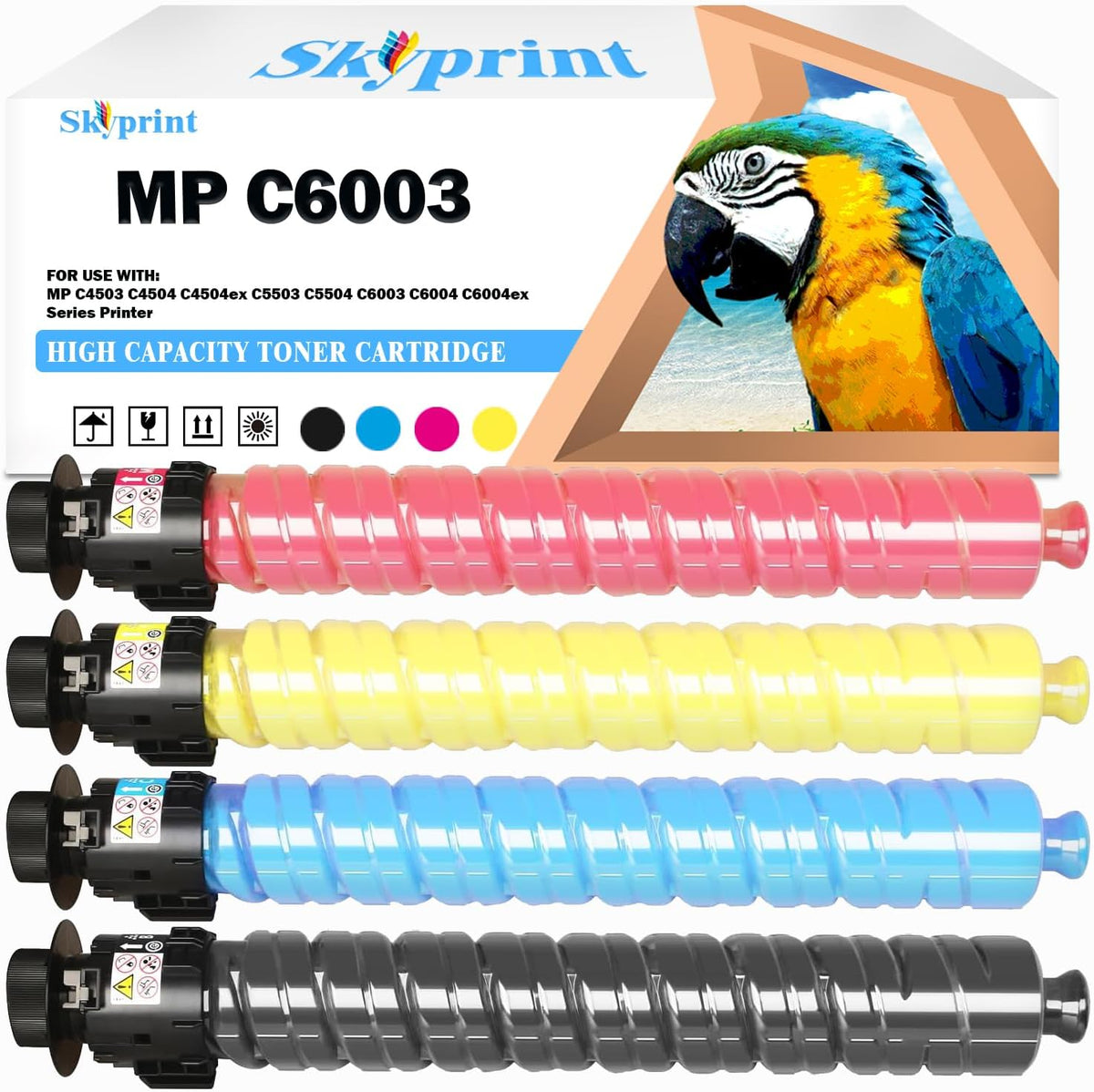 MP C6003 Toner Cartridge Black Cyan Yellow Magenta Replacement for Ricoh Aficio Lanier Savin MP C6003 C4503 C5503 C6004 C4504ex C6004ex Series Printer.(4-Pack 841849 841851 841852 841850)