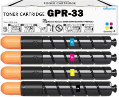 GPR 33 GPR33 Toner Cartridge Black Magenta Yellow Cyan Compatible with Canon GPR 33 GPR33 Toner for Canon ImageRunner Advance C7055 C7065 C7260 C7270 Printer