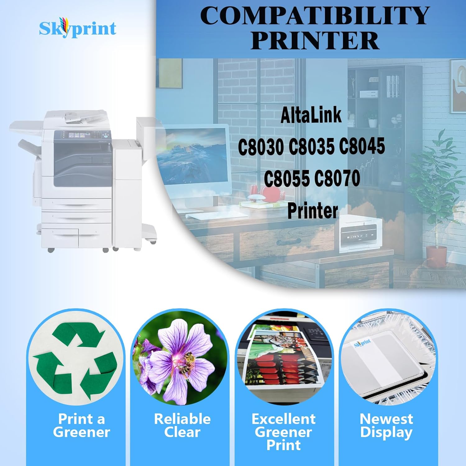 AltaLink C8030 C8035 C8045 Toner Cartridge Replacement for Xerox 006R01697 006R01698 006R01699 006R01700 Toner Use for Xerox AltaLink C8030 C8035 C8045 C8055 C8070.Black Cyan Magenta Yellow