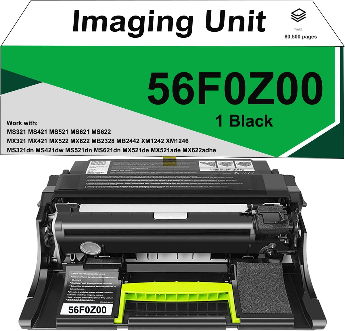 56F0Z00 Imaging Unit Compatible with Lexmark 56F0Z00 Imaging Unit Use for MS321 MS421 MS521 MS622 MB2328 MB2442 B2442dw B2338dw MS321dn MS421dn MS421dw MS521dn MX321adn Printer