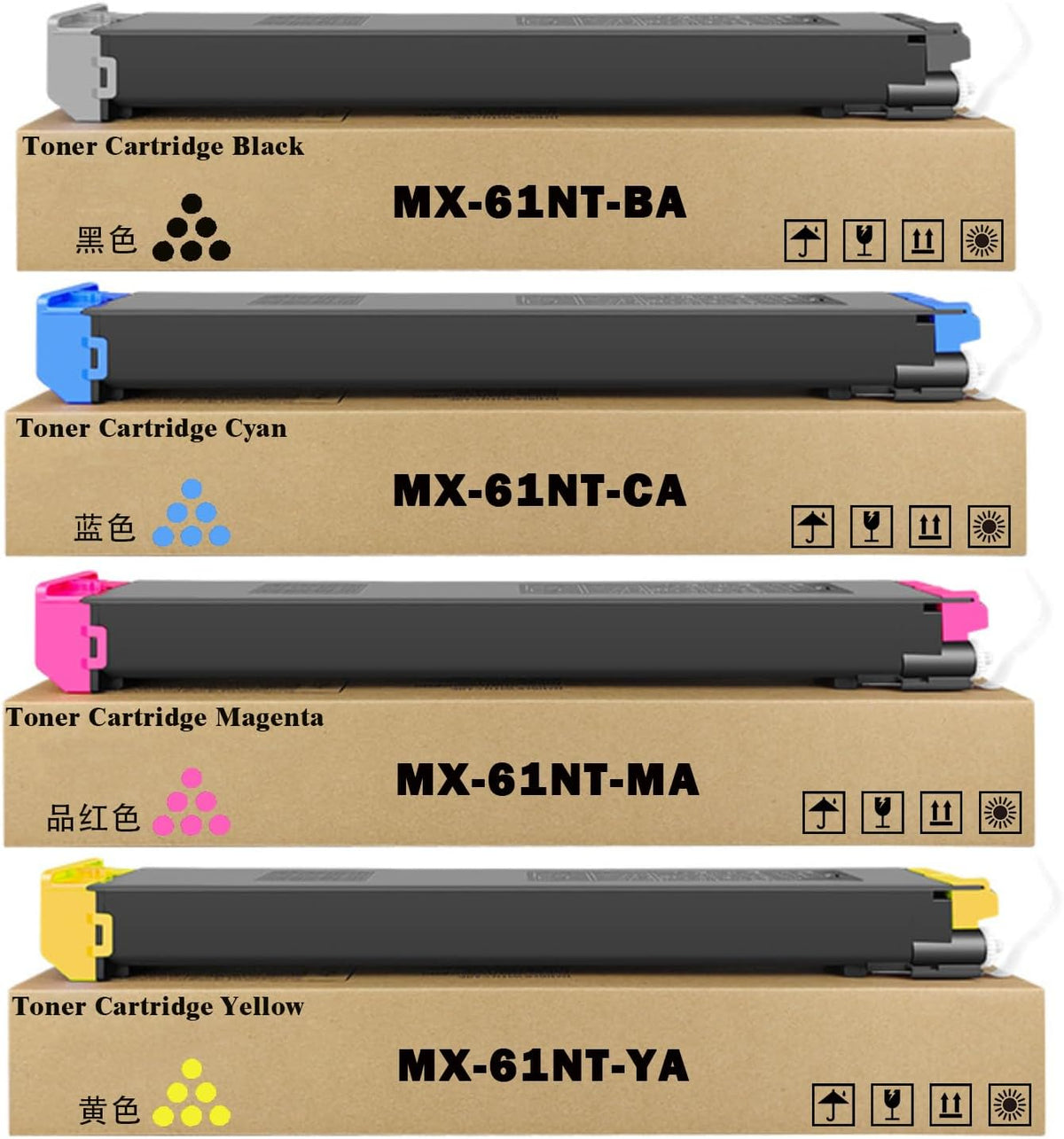 MX61NT MX-61NT Toner Cartridges Replacement for Sharp MX-61NTBA MX-61NTCA MX61NTMA MX-61NTYA Toner for Sharp MX-2651 3051 3061 3071 3551 3561 3571 4051 4061 Printer Black Cyan Magenta Yellow