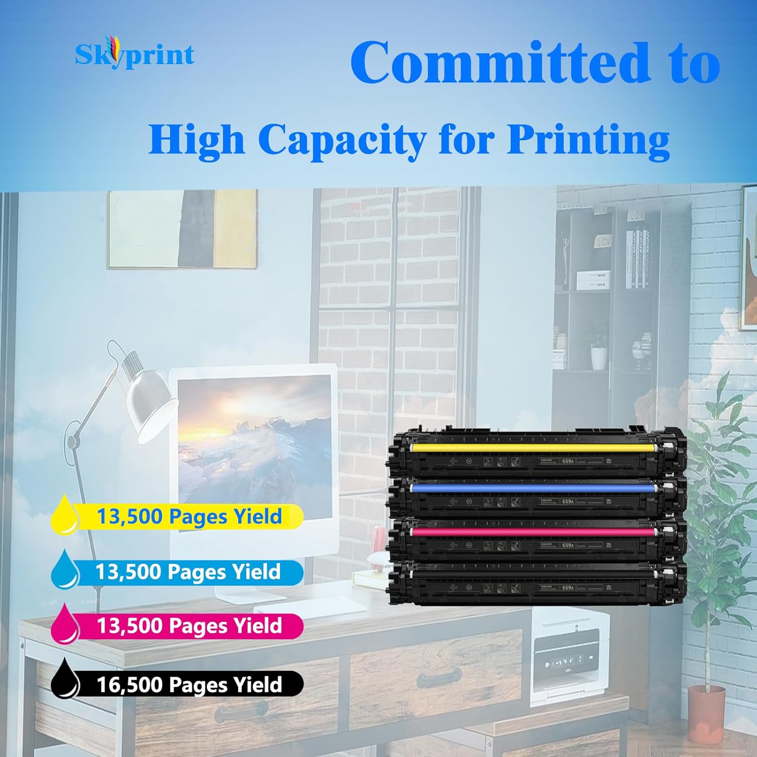 659 659A Toner Cartridges Compatible with HP W2010A W2011A W2012A W2013A Use for HP Enterprise Flow MFP M776 M776ZS M776Z,M776DN,M856,M856DN,M856X Printer(4-Pack Black Cyan Magenta Yellow)