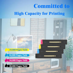 C60 C70 Toner Cartridge Black Cyan Magenta Yellow Compatible with Xerox C60 C70 Toner use for Xerox Color C60 C70 Printers.006R01655 006R01656 006R01657 006R01658