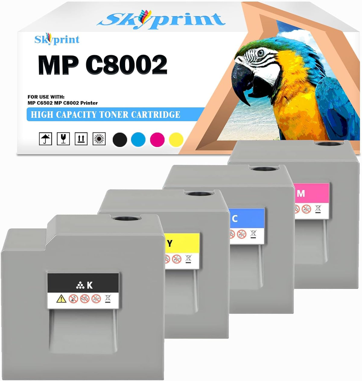 High Yield MP-C8002 Toner Cartridge Black Cyan Magenta Yellow Compatible with Ricoh MPC8002 Toner use for Ricoh MP C6502 C8002 Printer Cartridge(842083 842084 842085 842086)