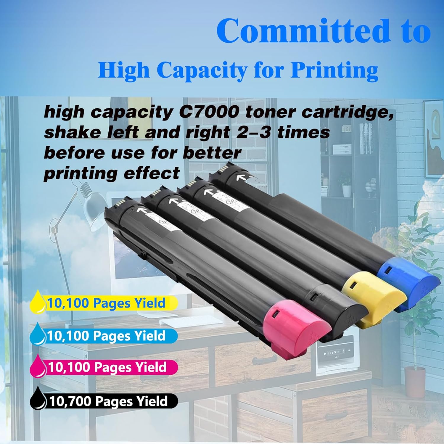 VersaLink C7000 High Capacity Toner Cartridges Compatible with Xerox 106R03757 106R03758 106R03759 106R03760 Toner use for Xerox Versalink C7000 C7000DN Black Cyan Magenta Yellow