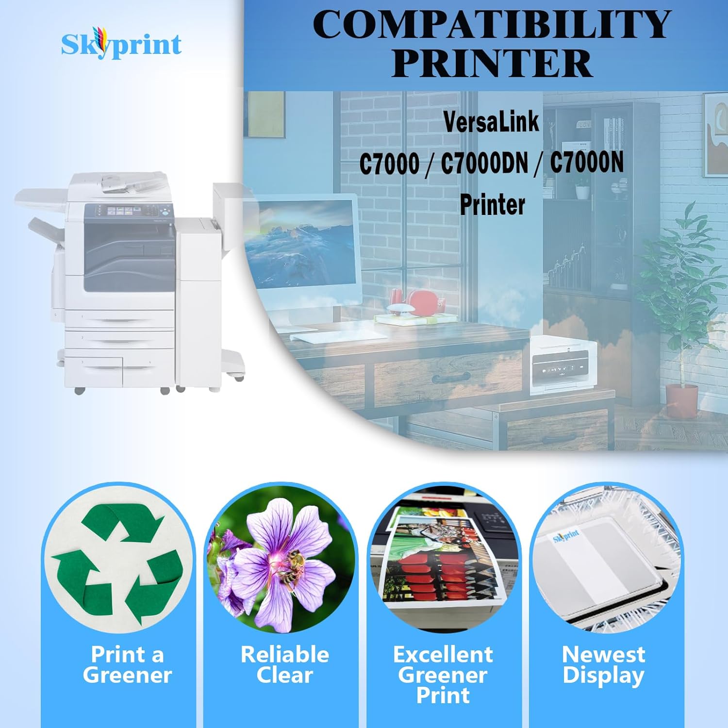 VersaLink C7000 High Capacity Toner Cartridges Compatible with Xerox 106R03757 106R03758 106R03759 106R03760 Toner use for Xerox Versalink C7000 C7000DN Black Cyan Magenta Yellow