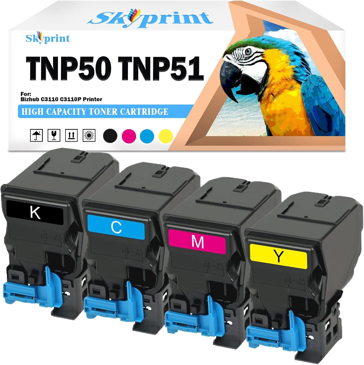 Compatible TNP50 TNP51 TNP-50 TNP-51 Toner Cartridge Black Cyan Yellow Magenta Replacement for Konica Minolta Bizhub C3100 C3100P C3110 Printer (A0X5134 A0X5434 A0X5334 A0X5234)