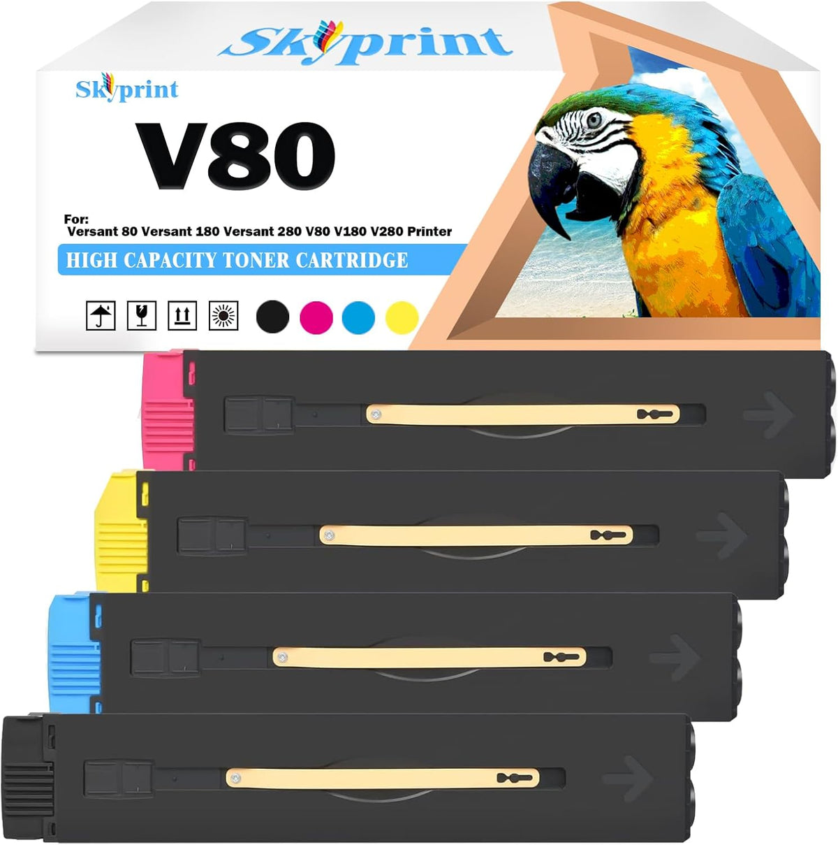 Compatible V80 80 High Capacity Toner Cartridges Replacement for Xerox 006R01642 006R01643 006R01644 006R01645 Xerox Versant 80 180 280 Printers