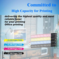 4-Pack TN221 TN-221 TN321 TN-321 Toner Cartridge Black Cyan Magenta Yellow Replacement for Konica Minolta Bizhub C227 C287 C224 C284 C364 C224e C284e C364e Printers