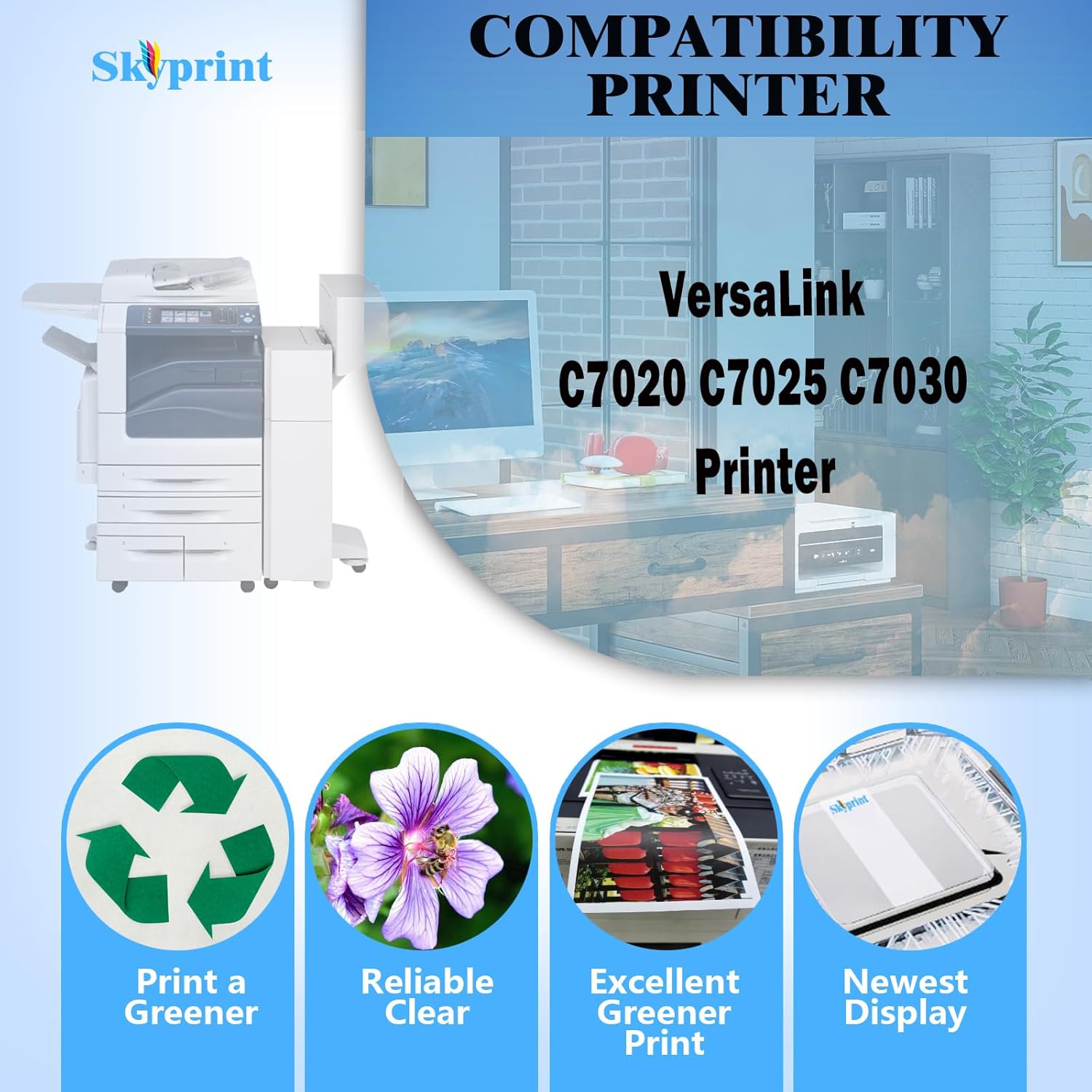 Compatible 106R03741 Black Toner Cartridge Replacement for Xerox C7020 C7025 C7030 Toner VersaLink C7020 C7025 C7030 Printers.